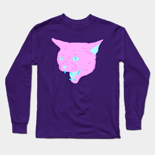 Vaporwave Cat - Wild Berry Long Sleeve T-Shirt